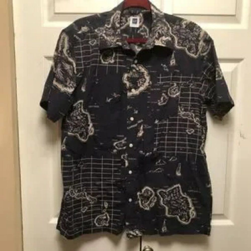 Gap Factory Caribbean Nautical Aloha Hawaiian Shirt